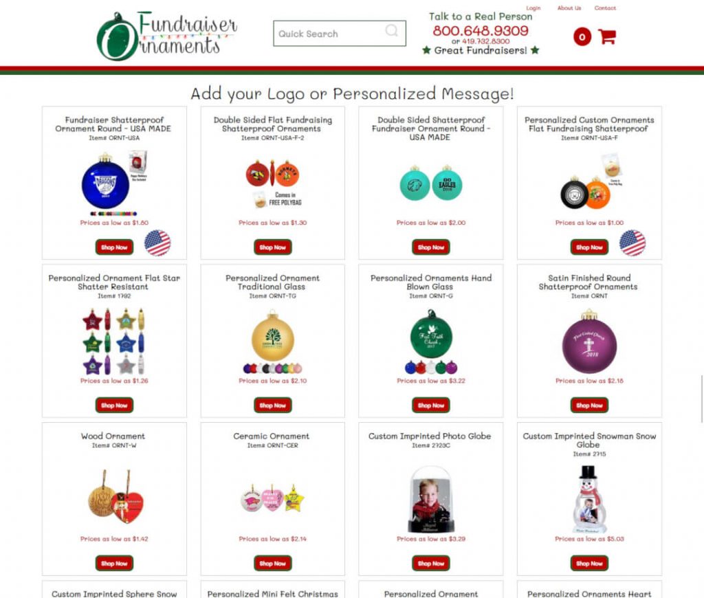 fundraiser ornaments website